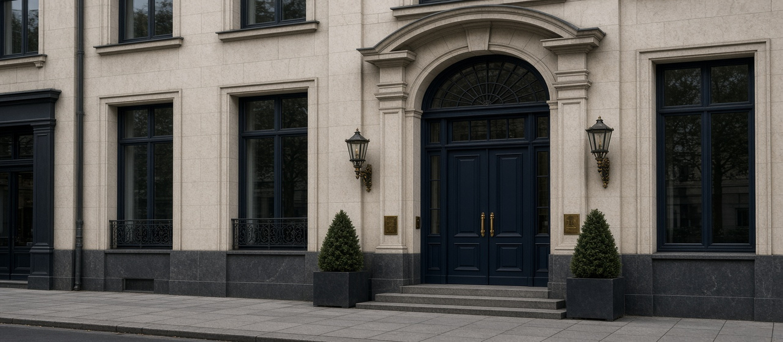 Фасад делового здания на Friedrichstraße в Берлине